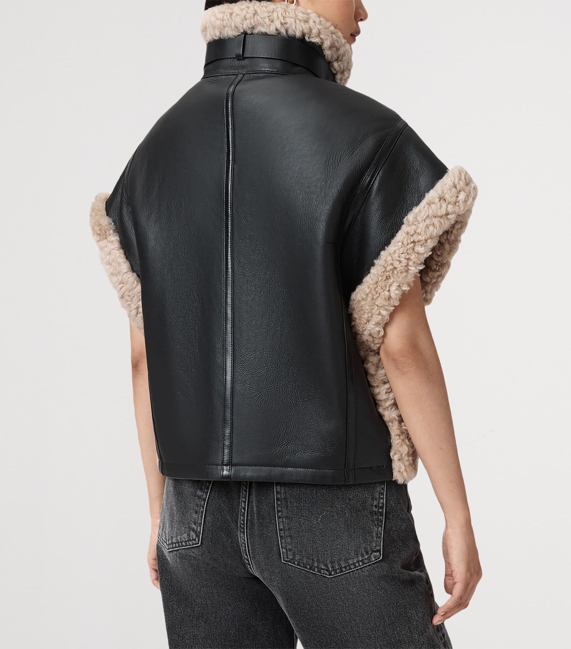 AllSaints Black Reversible Shearling Marlin Gilet