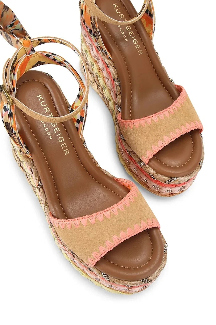 Kurt Geiger London Chelsea Scarf Wedge Yüksek Topuklu Sandalet