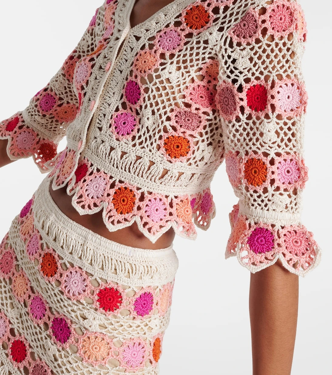 Anna Kosturova - Bouquet floral cotton crochet top