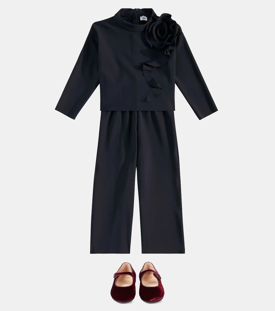 Il Gufo - Floral-appliqué top and pants set