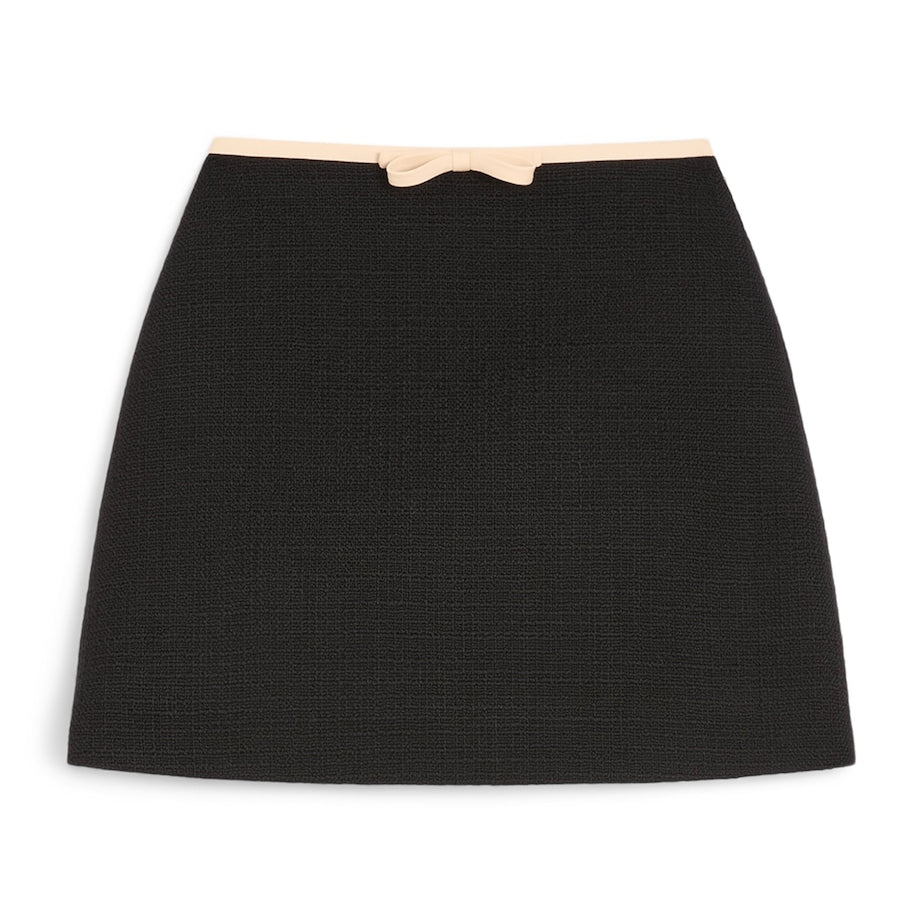 Valentino Beige Bow-Detail Mini Skirt