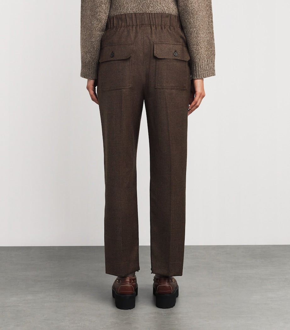 Weekend Max Mara Brown Stretch-Wool Houndstooth Trousers