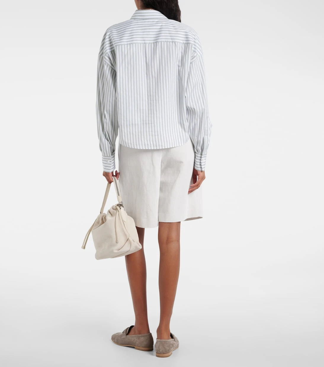 Brunello Cucinelli - Striped cotton and silk poplin shirt