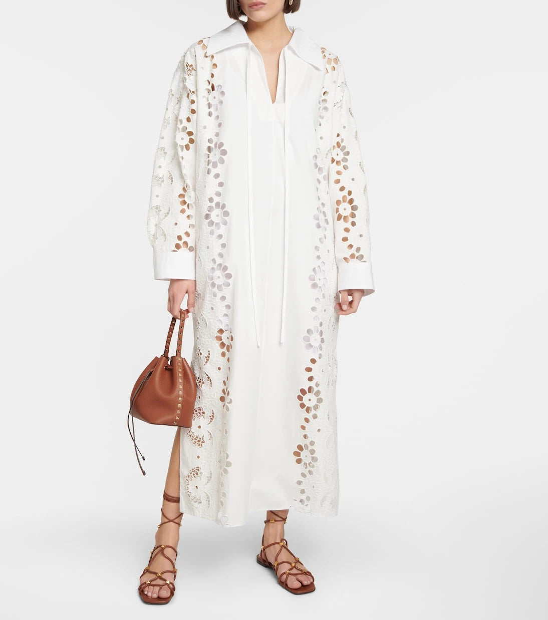 Valentino - Embroidered cotton midi dress