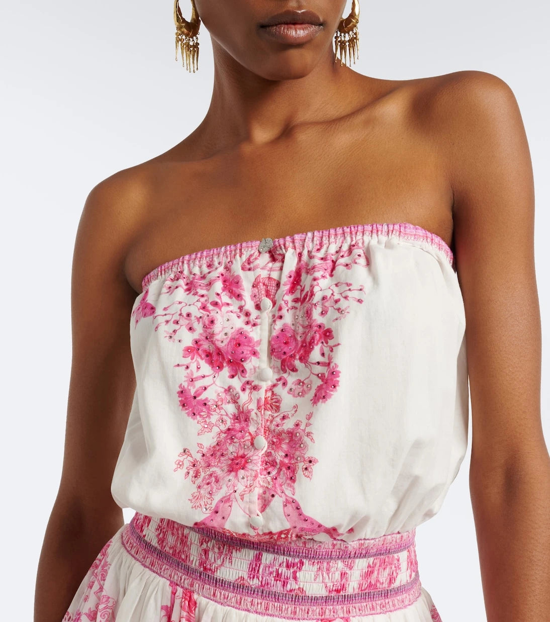 Camilla - Embellished printed cotton minidress