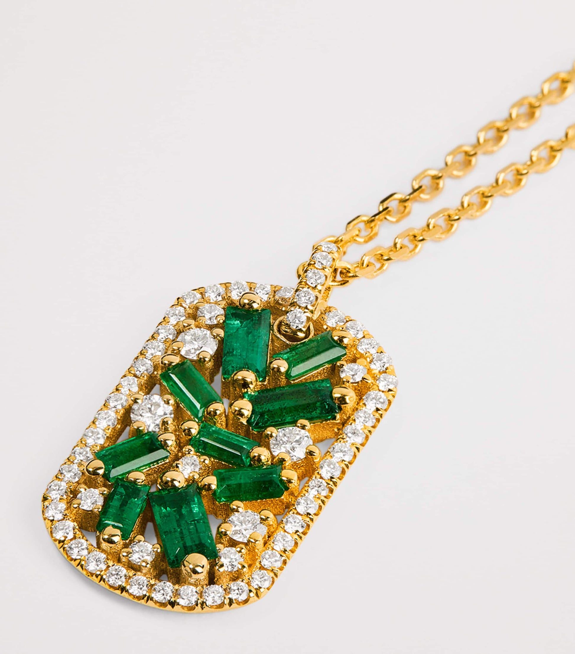 Yellow Gold, Diamond and Emerald Frenzy Necklace