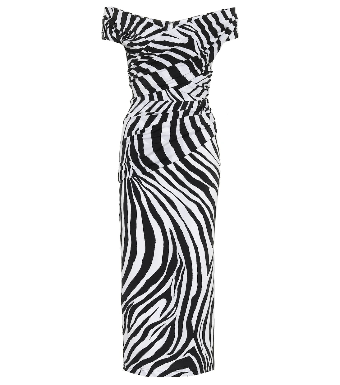 Halpern - Off-shoulder zebra-print midi dress