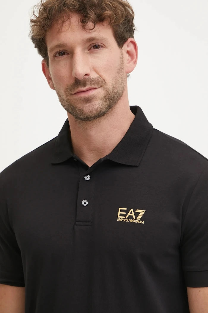 EA7 Emporio Armani erkek pamuklu elastan yakalı tişört