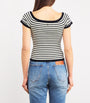 Maje Blue Striped Off-The-Shoulder Top