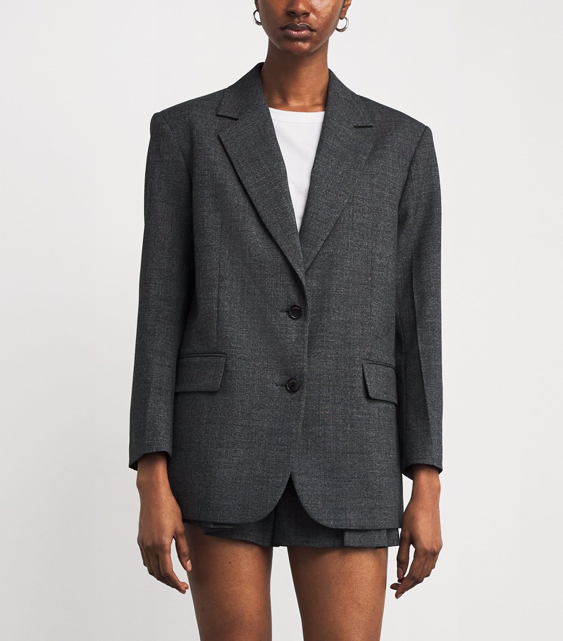 Sandro Paris Black Boxy Single-Breasted Blazer