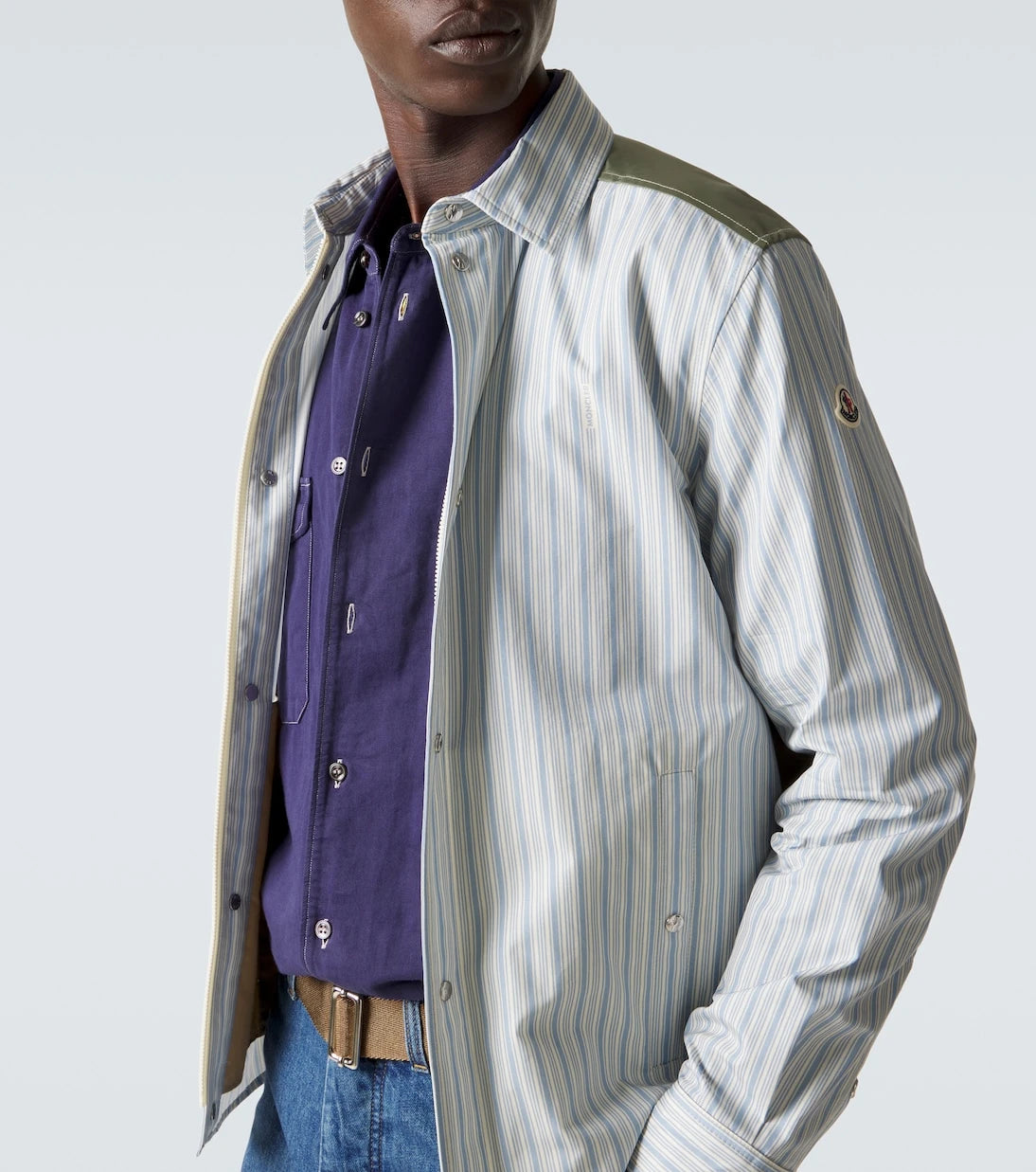 Moncler - Striped cotton poplin zip-up shirt