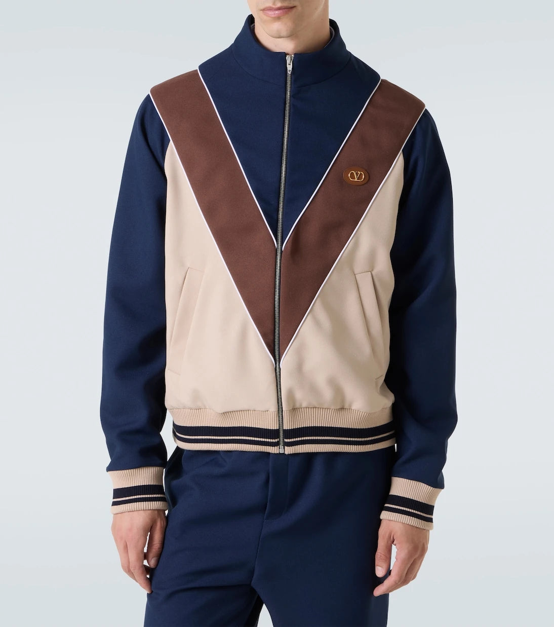 Valentino - Colorblocked logo zip-up sweatshirt