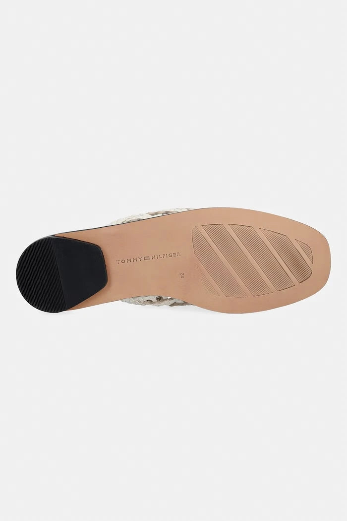 Tommy Hilfiger Kadın Terlik HILFIGER LEATHER MIX FLAT MULE