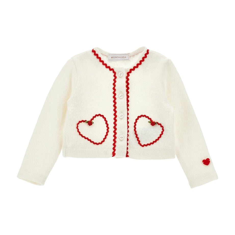 Wool-Blend Heart-Embroidery Cardigan (6-36 Months)