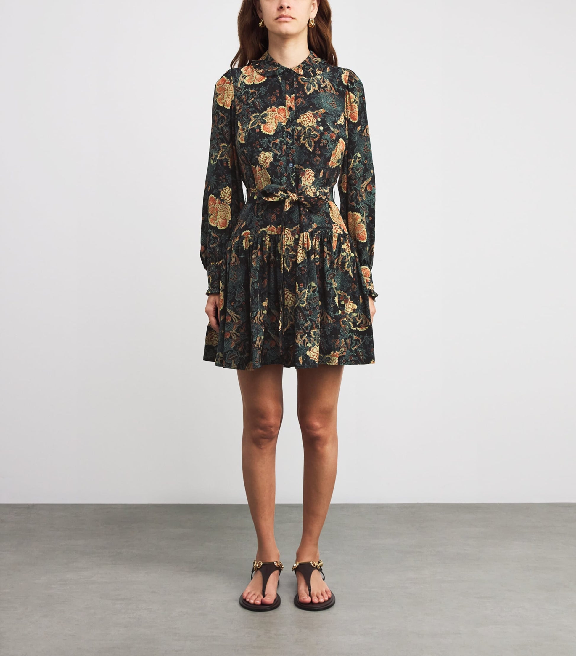 Green Silk Printed Simona Mini Dress