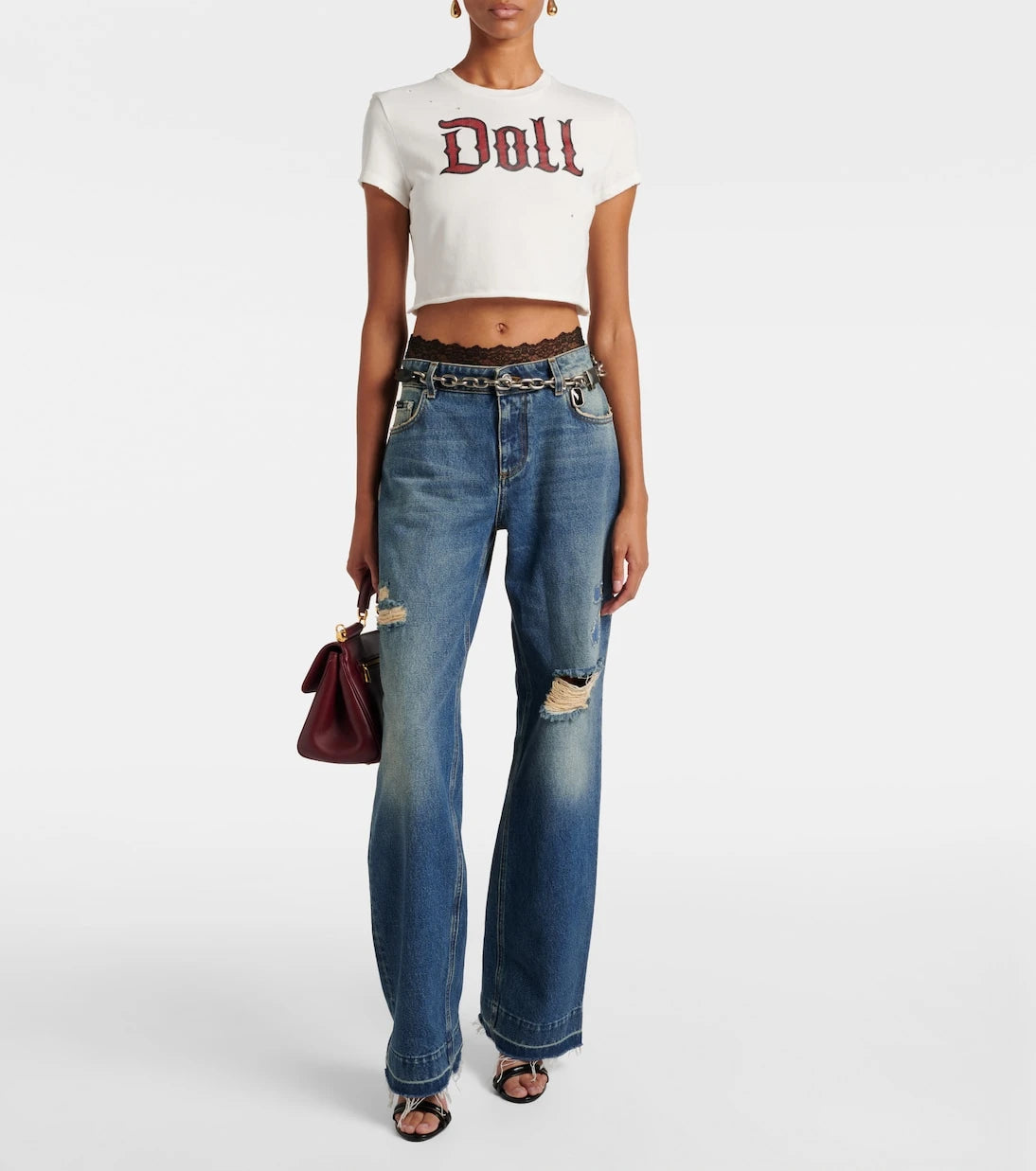 Dolce&Gabbana - Printed cropped cotton jersey T-shirt