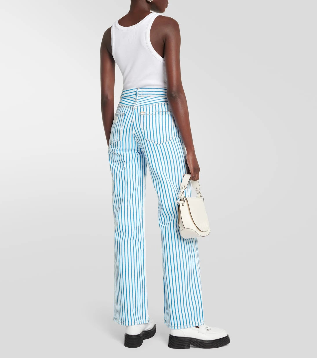 Ganni - Magny striped high-rise straight jeans