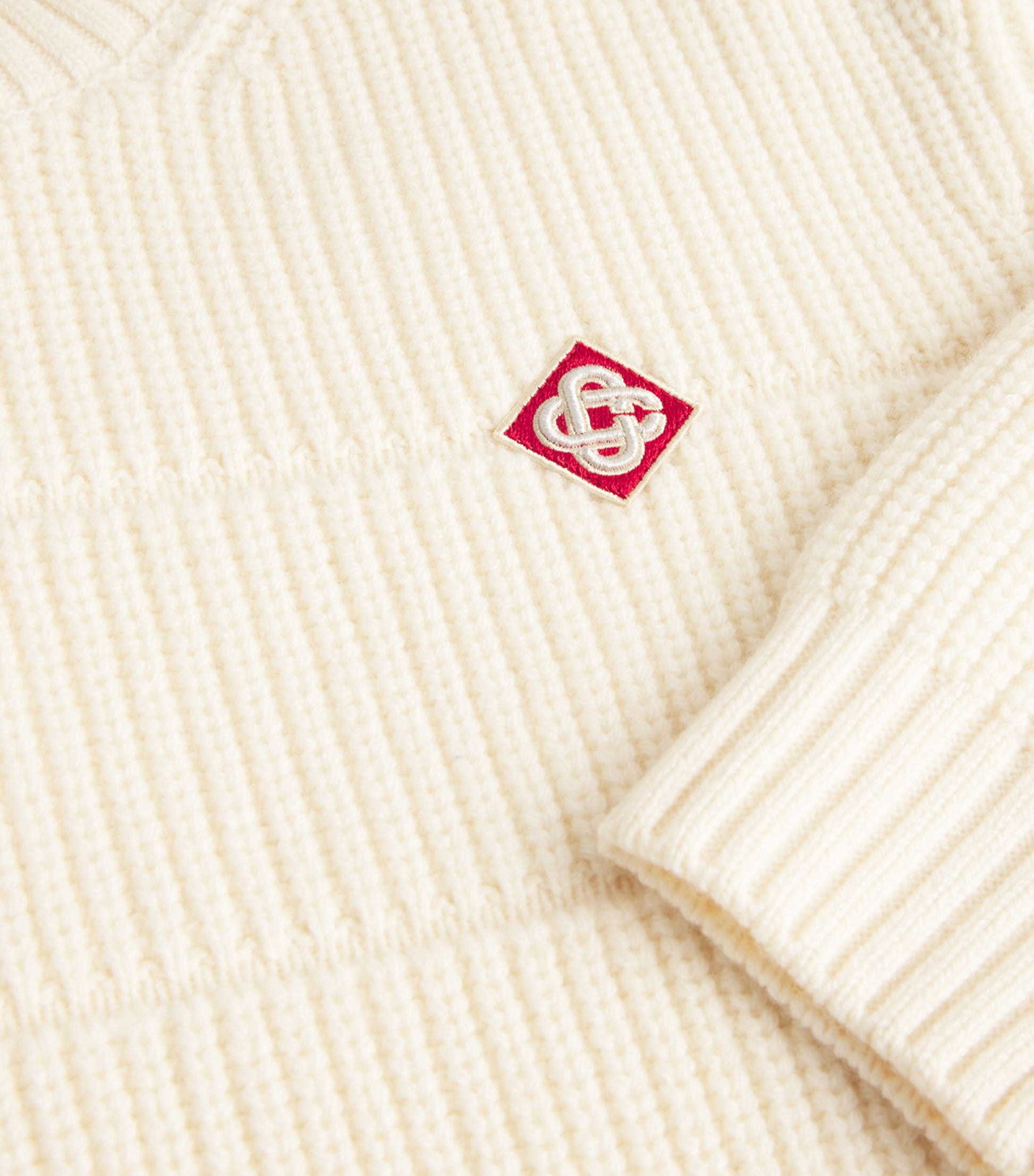 Casablanca White Merino Wool Padded Sweater