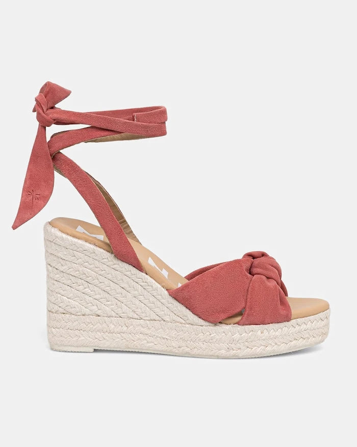 Manebi сандали със скосена пларформа от велур Wedge Espadrilles With Knot