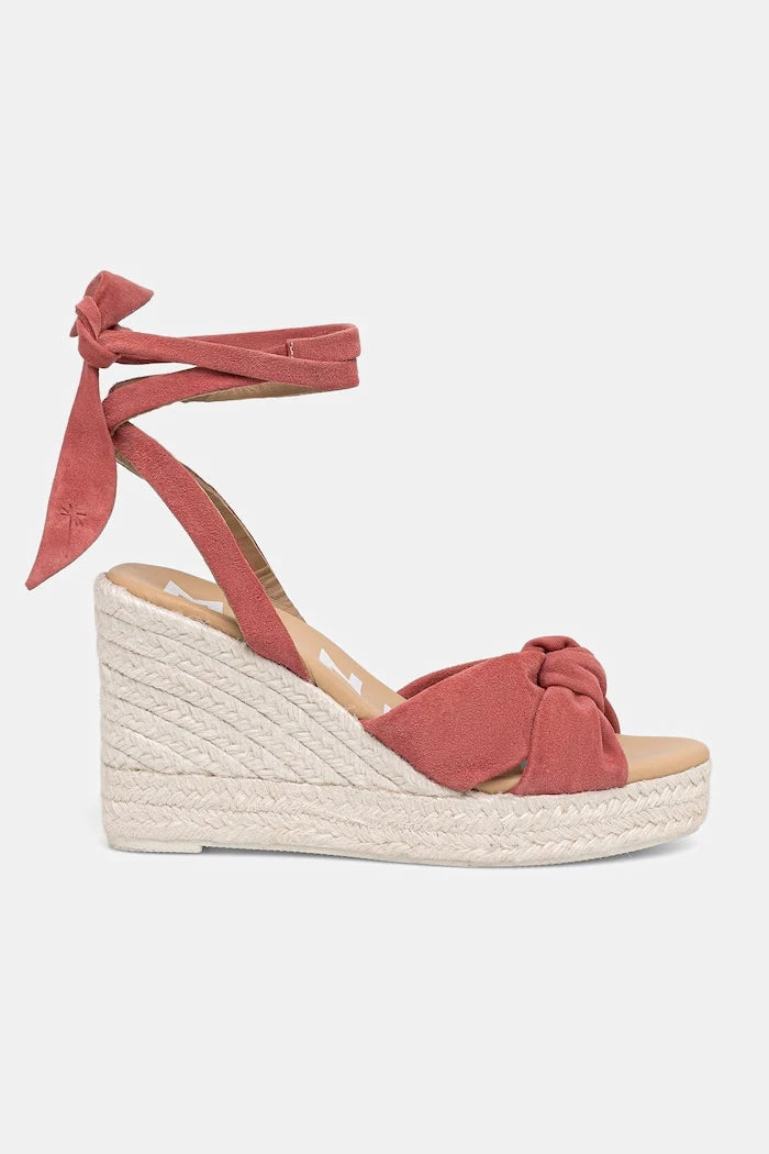 Manebi Wedge Espadrilles With Knot Süet Bilekten Bağlamalı Dolgu Topuk Espadril Sandalet