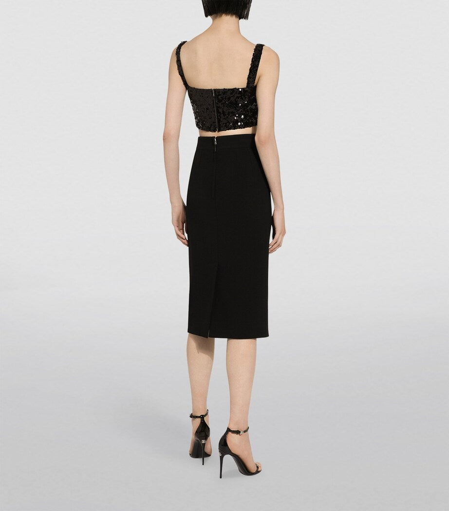 Dolce & Gabbana Multi Sequin Sleeveless Crop Top