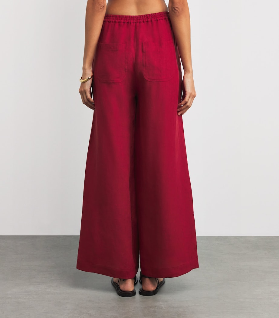 Eres Red Linen Select Wide-Leg Trousers