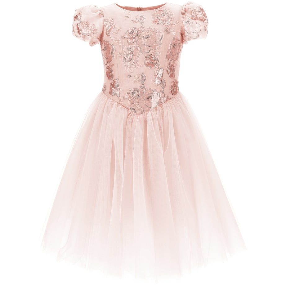 Gold Tulle Rose Jacquard Dress (4-12 Years)