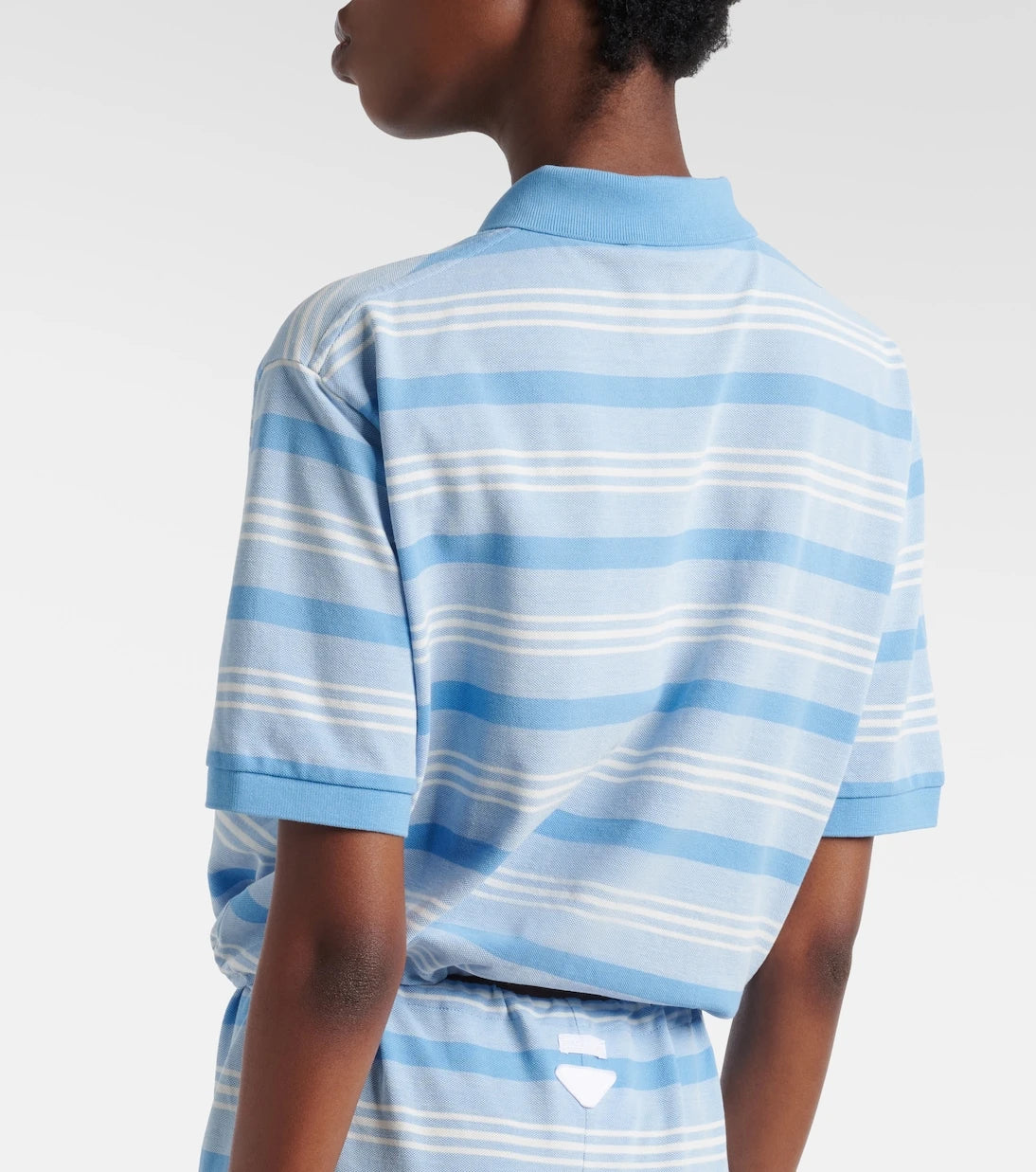 Prada - Striped cropped cotton piqué polo shirt