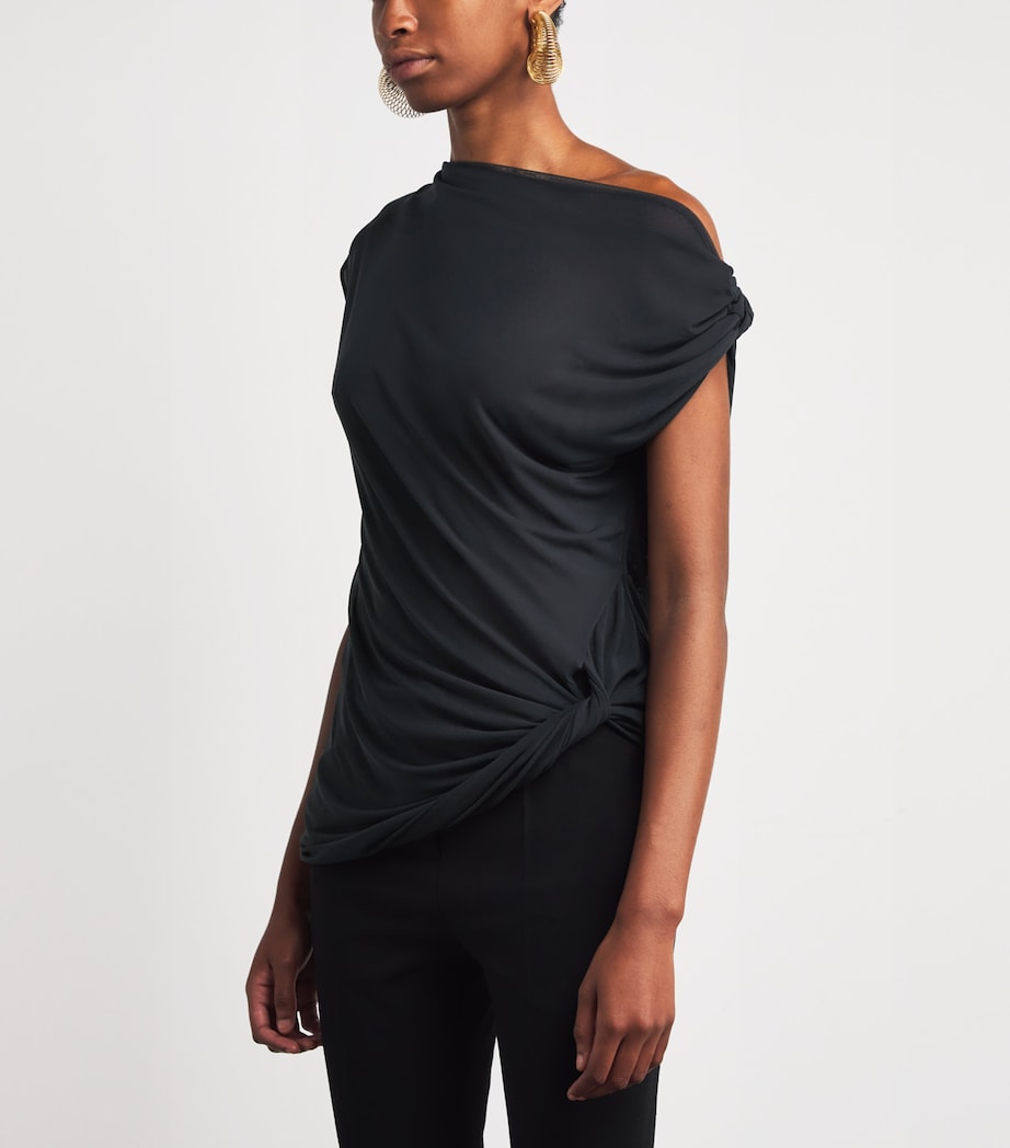 Navy Asymmetric Draped Ando Top