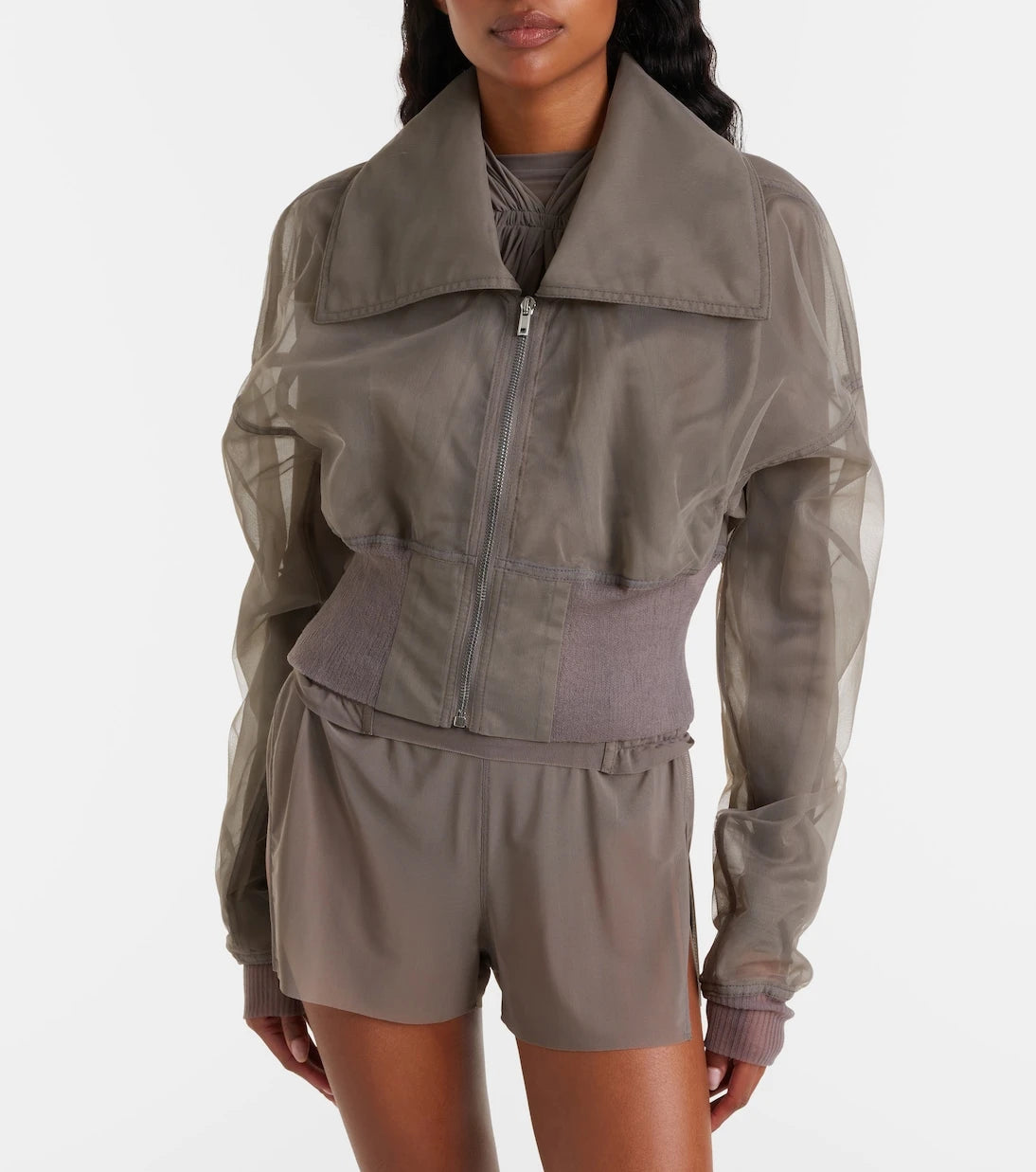 Rick Owens - Dracucollar tulle and organza bomber jacket