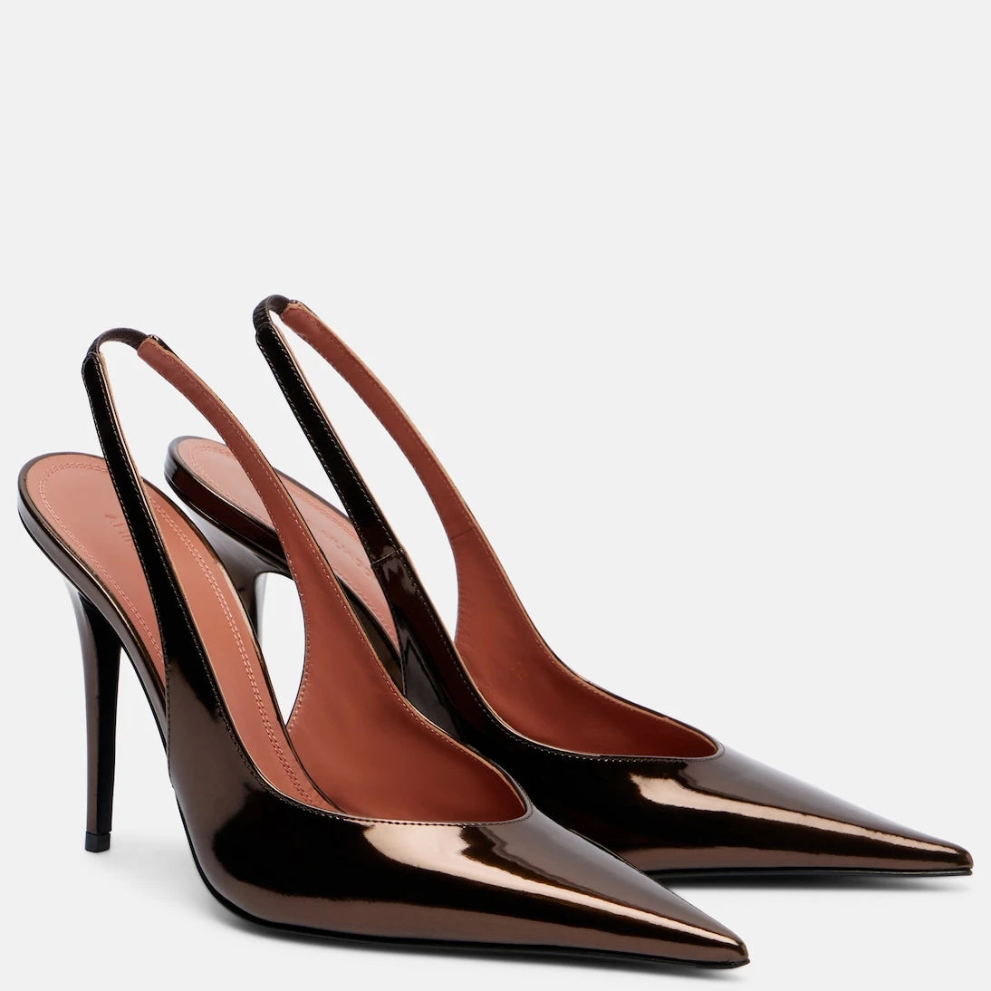 Amina Muaddi - Anok 105 mirrored leather slingback pumps