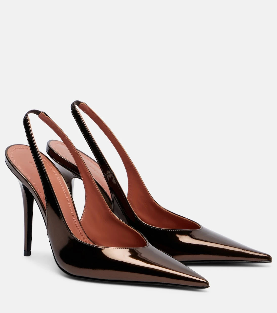 Amina Muaddi - Anok 105 mirrored leather slingback pumps