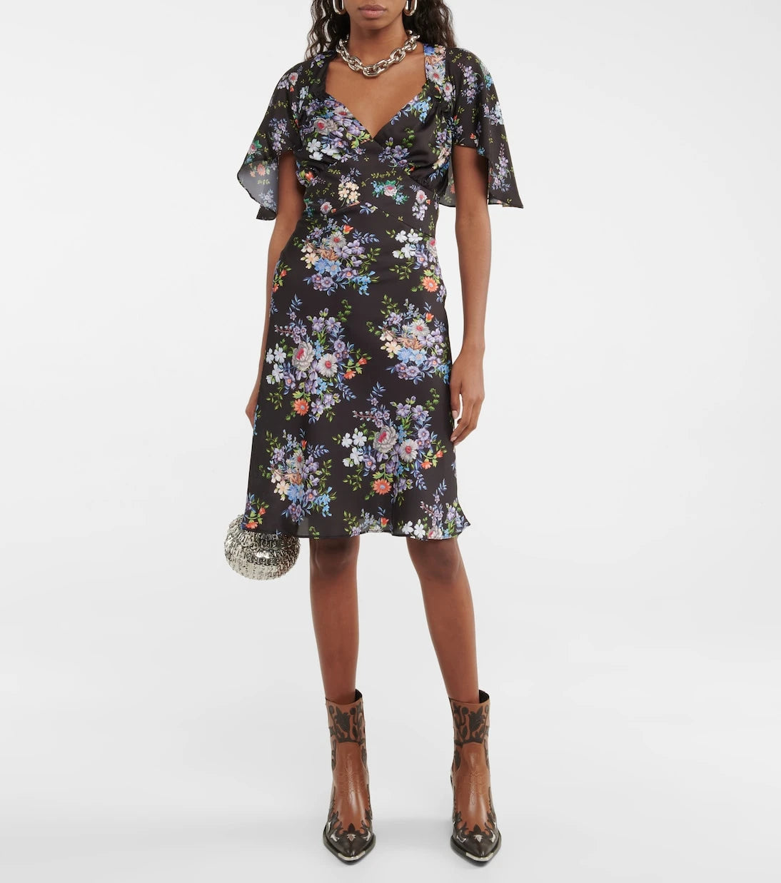 Rabanne - Floral satin midi dress