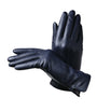 Navy Women's Wool-Cashmere Lined Leather Gloves (Medium)