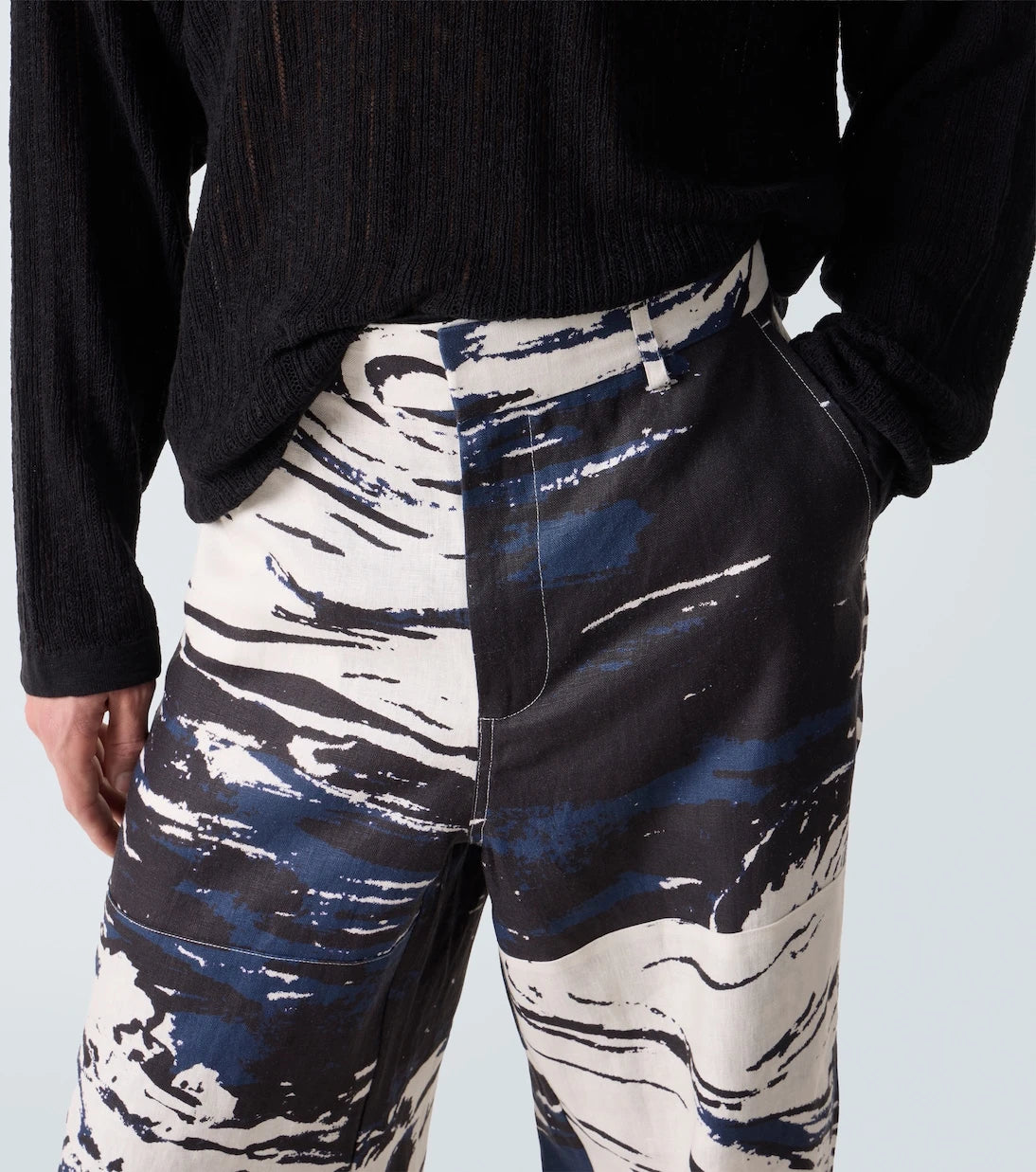 Commas - Printed linen straight pants