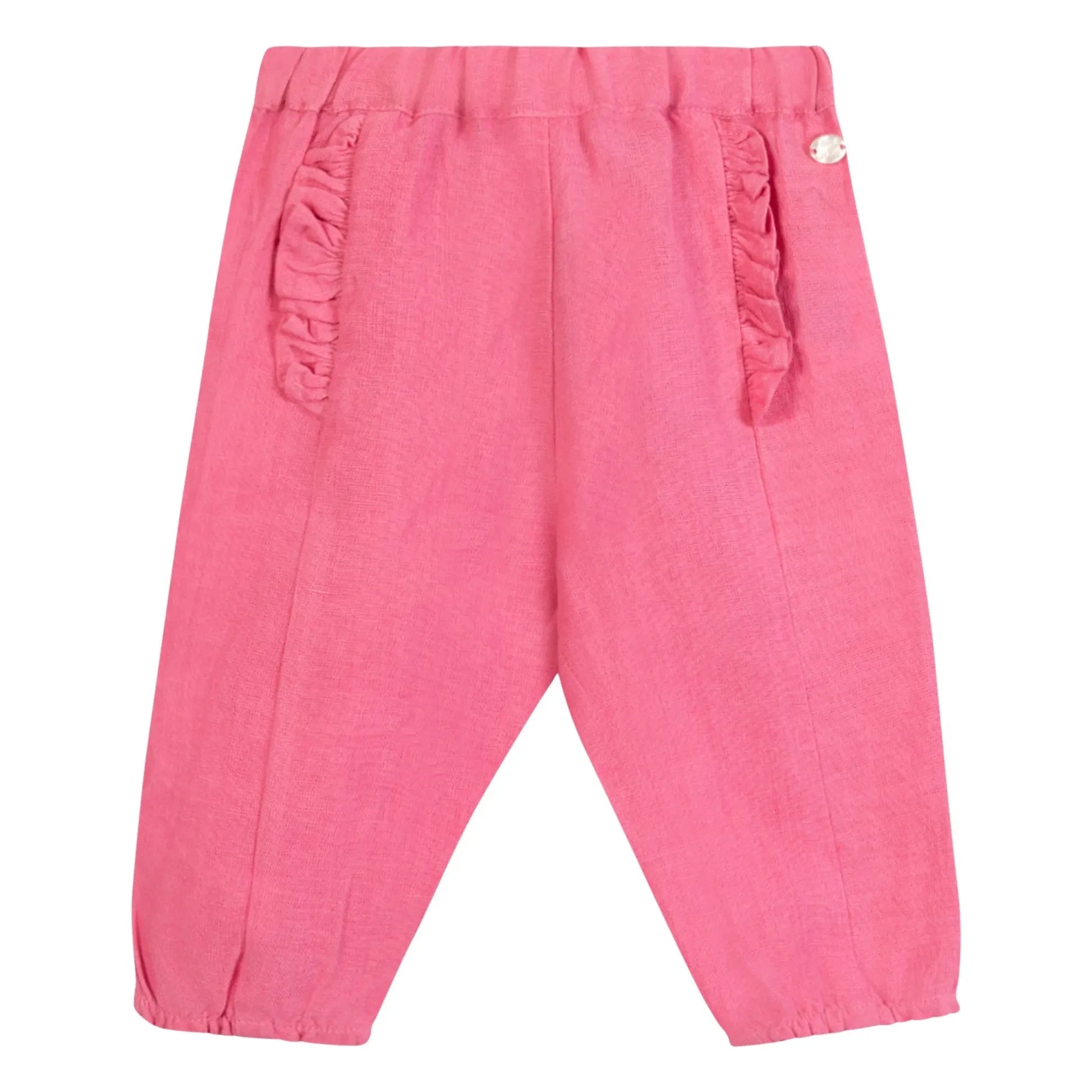 Tartine et Chocolat - Linen Ruffle Pants | Candy pink