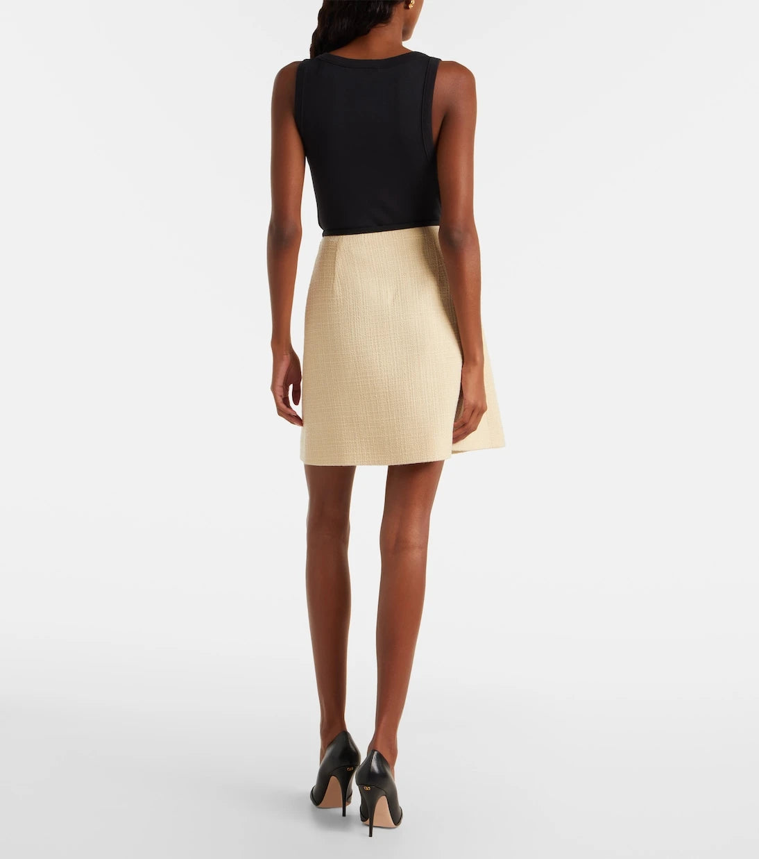 Valentino - Bow-detail wool-blend tweed miniskirt