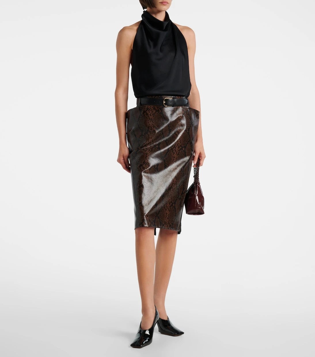 Stella McCartney - Snake-effect midi skirt