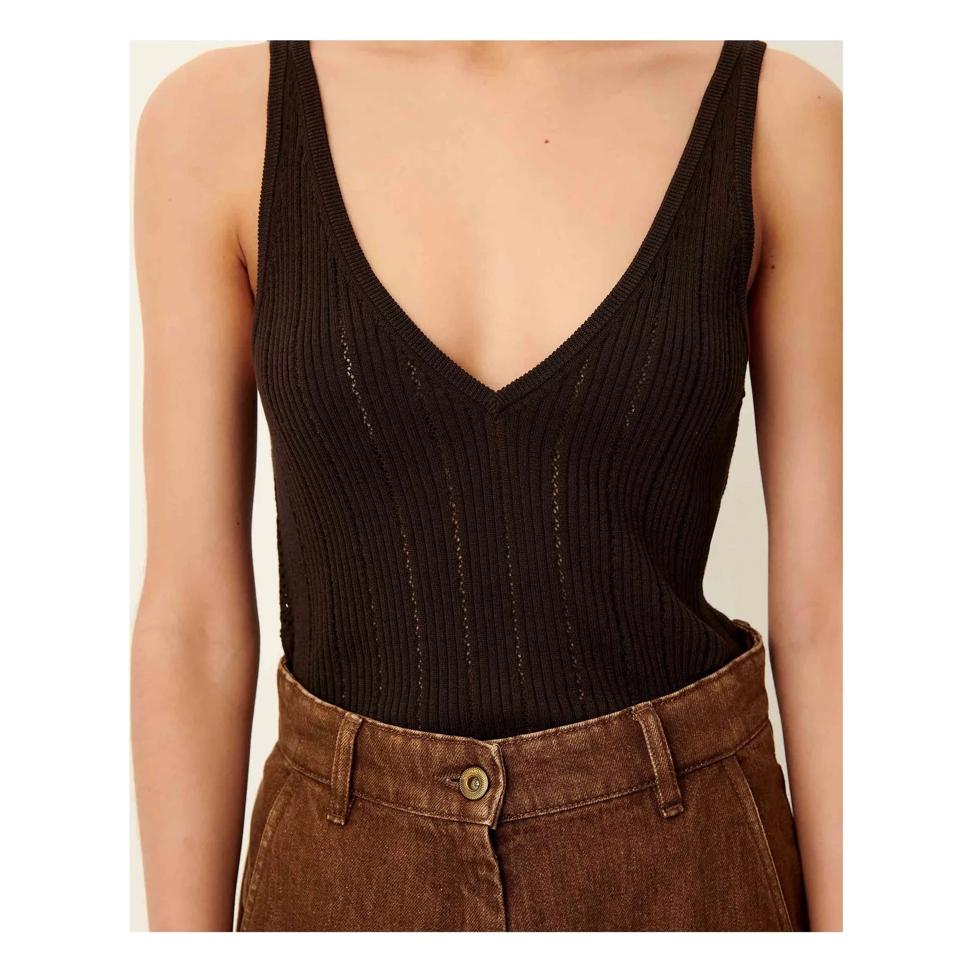 Sessùn - Attita cotton tank top | Coffee