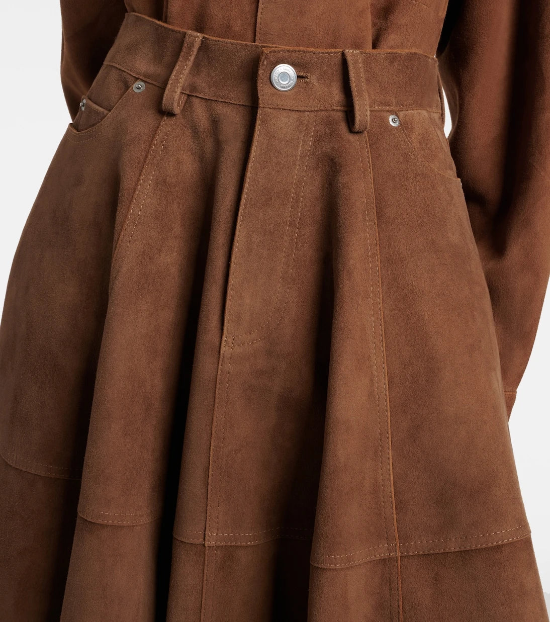 Ami Paris - Pleated suede midi skirt