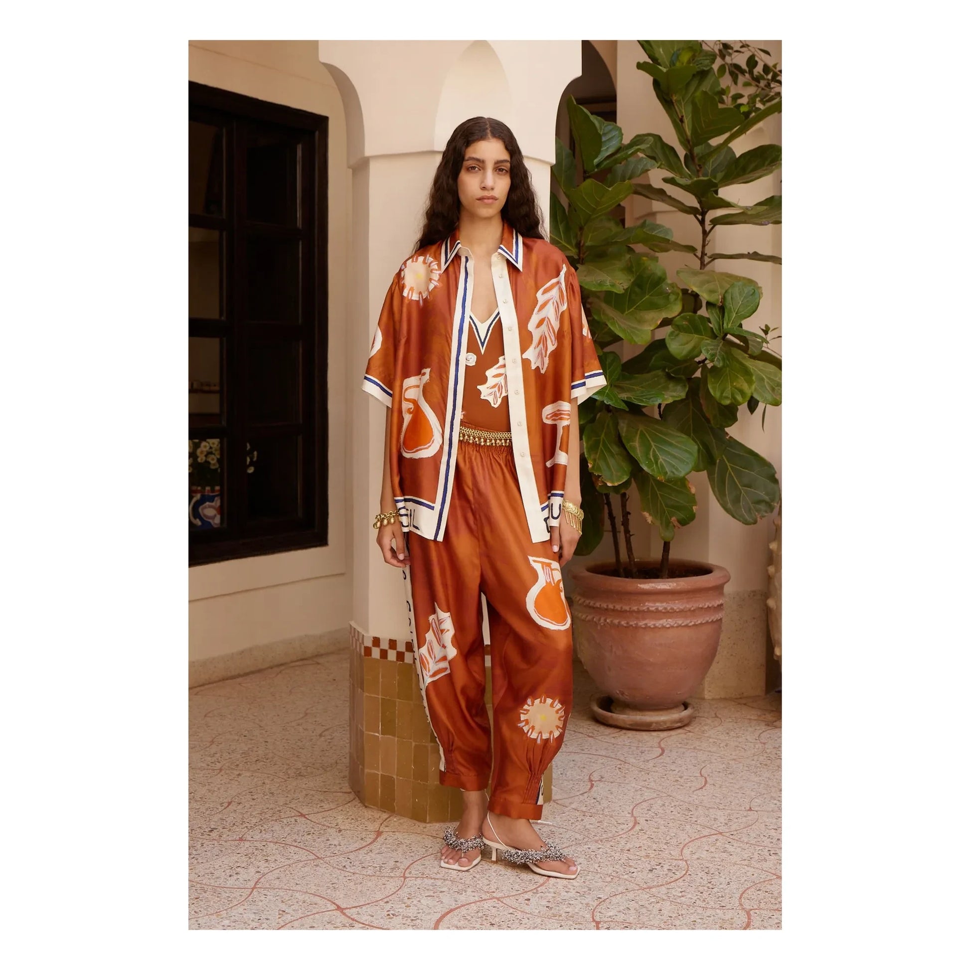 Alémais - Soleil D'Amour Silk Shirt | Rust
