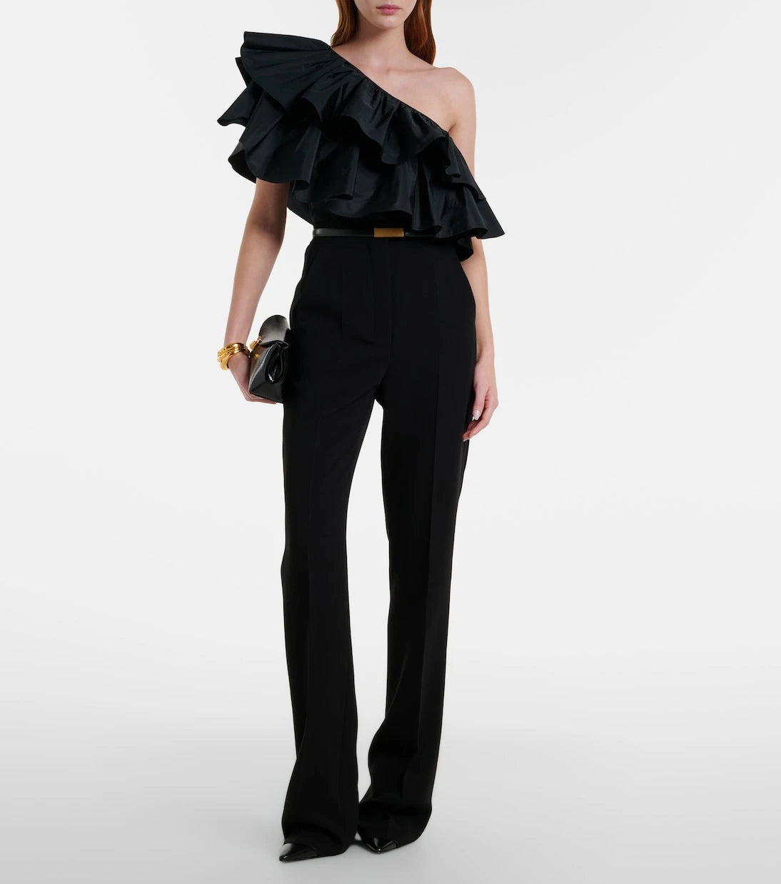 Max Mara - Elegante Orca ruffled one-shoulder cotton top