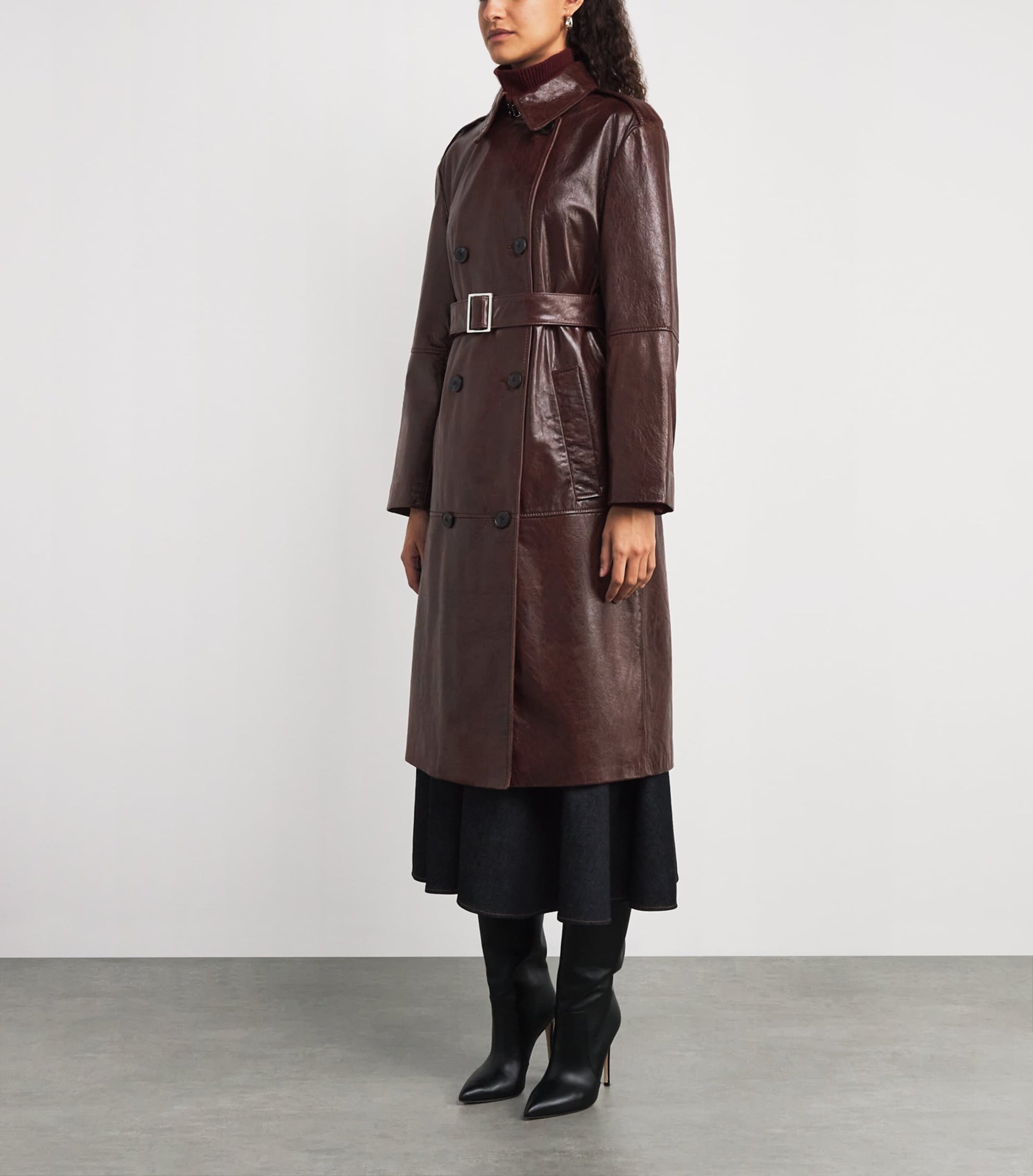 MAX&Co. Brown Leather Trench Coat