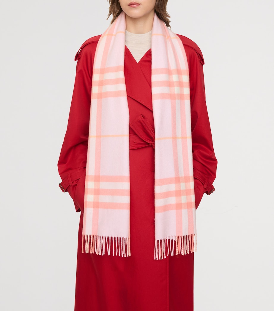 Burberry Pink Cashmere Check Scarf
