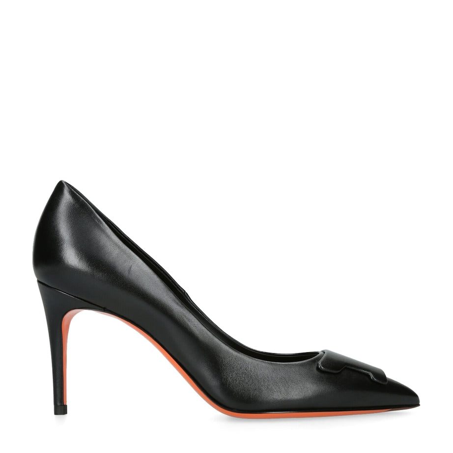 Santoni Black Leather Sibille Pumps 85