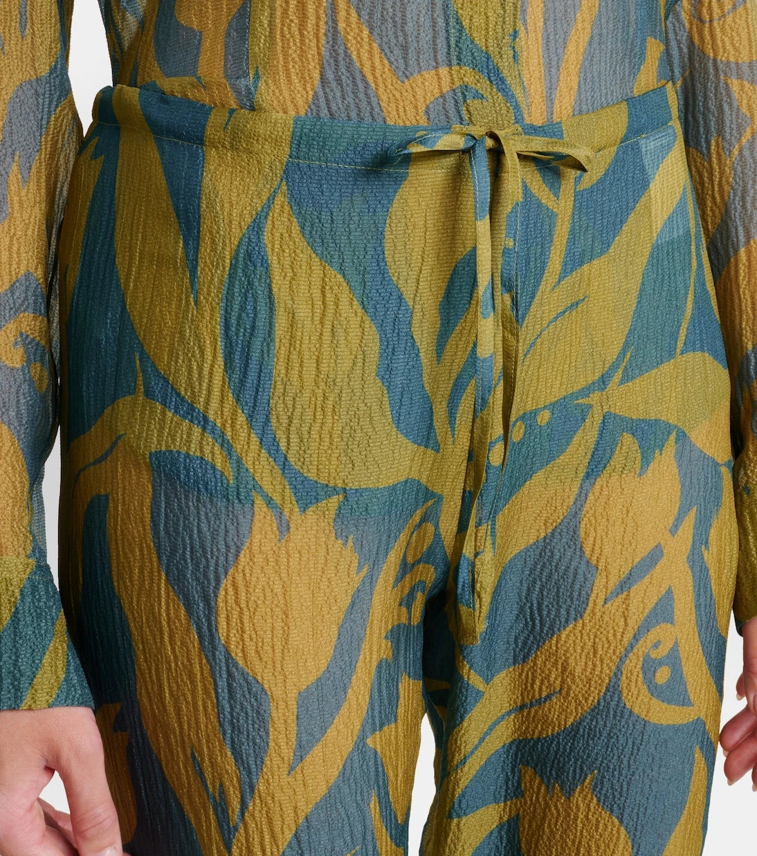 Dries Van Noten - بنطال حريري بقصة مستقيمة ومطبوع بنقشة باشا