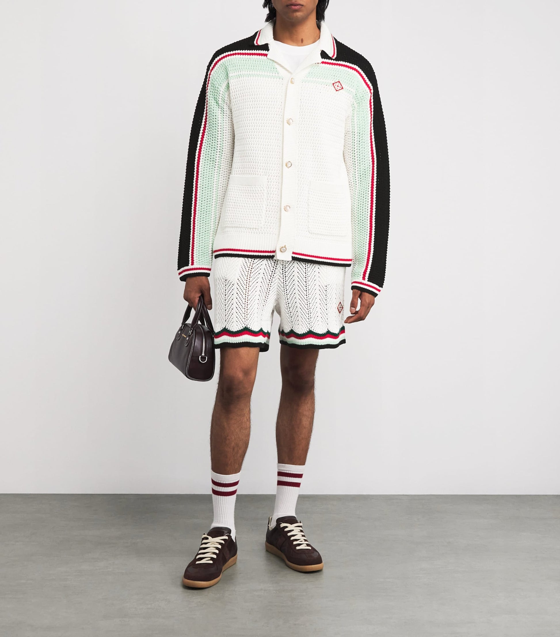 Casablanca Black Cotton Crochet Tennis Overshirt