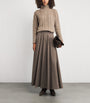 Max Mara Beige Stretch Wool Flared Maxi Skirt