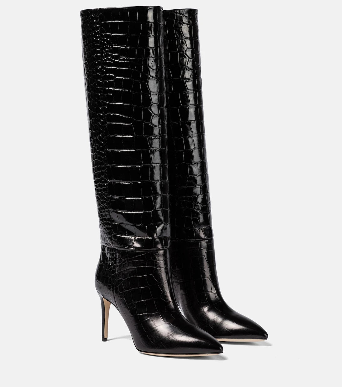 Paris Texas - Croc-effect leather knee-high boots