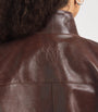 Brown Leather Bomber Jacket